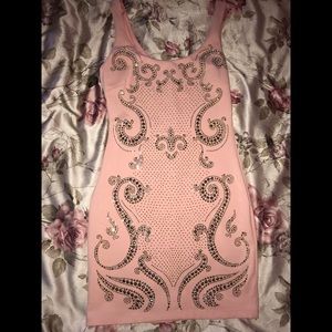 Pastel salmon/pink dress with gold beaded design
